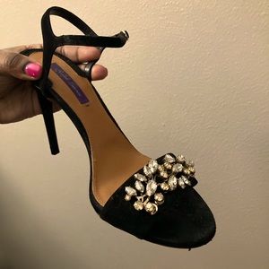 Black rhinestone purple label Ralph Lauren heels